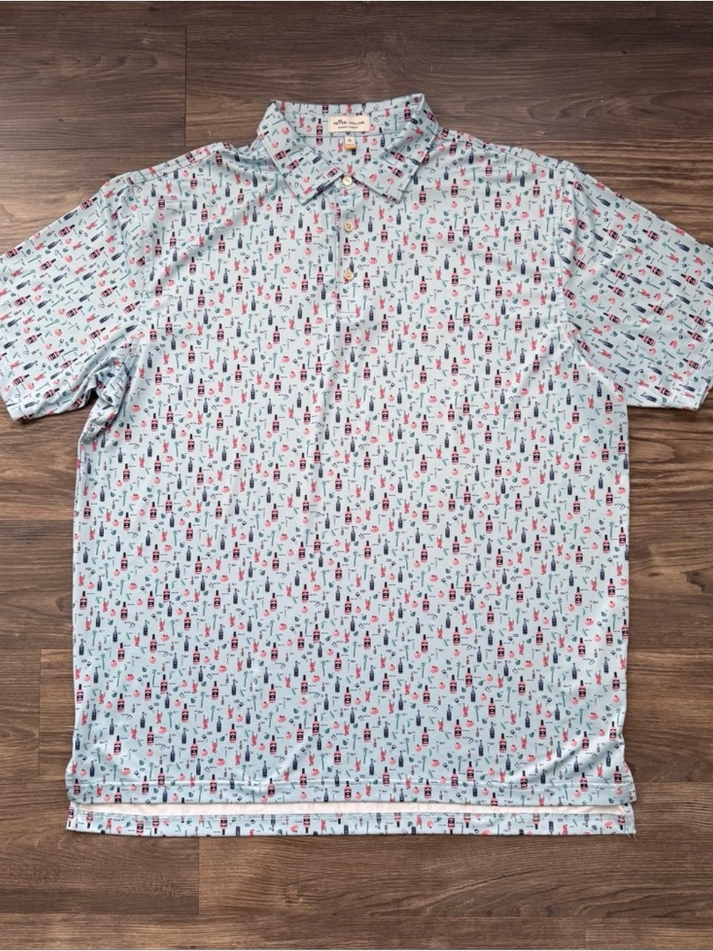 Peter Millar Light Blue Short-Sleeve Printed Polo
